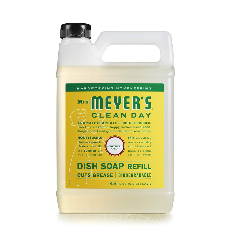 MRS. MEYER'S CLEAN D السّيدة. عبوة صابون الأطباق السائل من مايرز كلين داي، تركيبة قابلة للتحلل الحيوي، زهر العسل 48 أونصة سائلة. أوقية - Image 1
